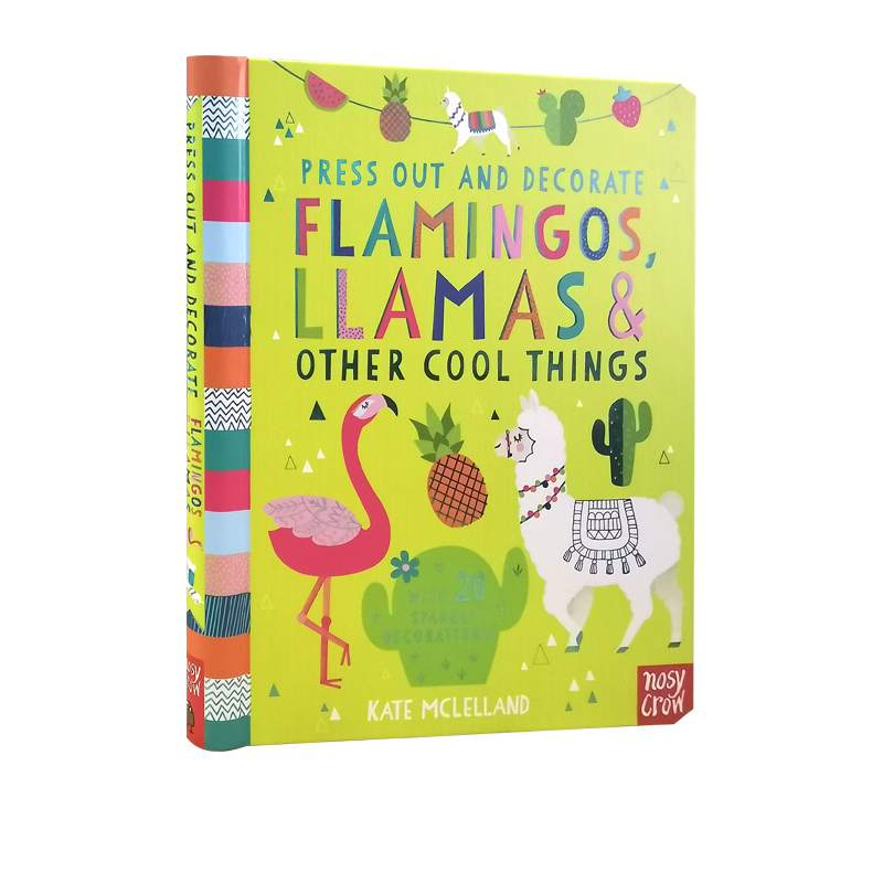 英文原版 Press Out and Decorate Flamingos Llamas and Other Cool Things儿童动手能力培养动物挂饰益智手工大嘴鸟出品