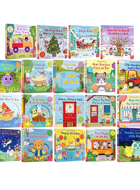 19册大全套 欧美经典儿歌 欢唱童谣 英文原版 Sing Along With Me The Wheels on the Bus 纸板机关操作书 亲子互动