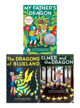 英文原版 My Father's Dragon 我爸爸的小飞龙同系列 3册 纽伯瑞奖 儿童桥梁章节小说 中小学英语课外阅读