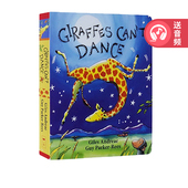 亲子互动绘本 Giraffes 英文原版 纸板书 Can 长颈鹿不会跳舞 培养自信心 Dance 儿童启蒙图画故事书