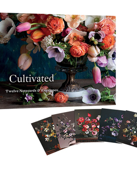 英文原版 Cultivated 12 Notecards & Envelopes 12张纸卡和信封盒装 现代花艺设计