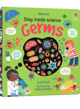 英文原版 Usborne 走进病菌 Step Inside Science: Germs 儿童科普认知绘本 知识类读物 英语早教启蒙洞洞纸板翻翻书