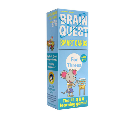 预售 新版大脑任务字卡 英文原版 Brain Quest For Threes Smart Cards 3-4岁少儿智力开发 美国学前全科练习
