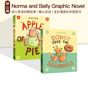 2册 小学生英文课外阅读 and 全彩漫画绘本图画书 甜甜圈喂松鼠 精装 Novel Graphic Belly Norma 英文原版