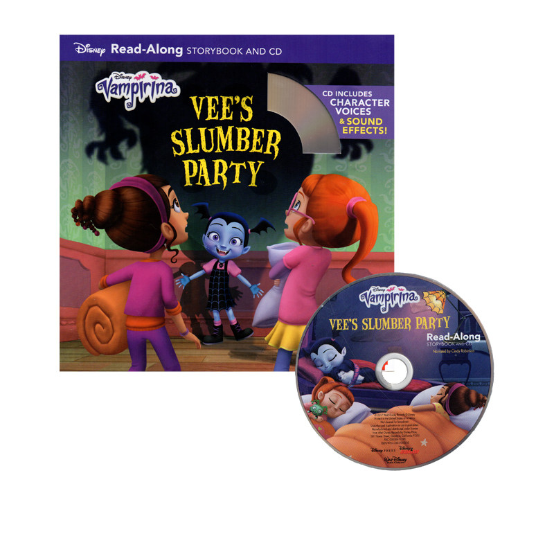 英文原版 Vampirina Vee's Slumber Party 附CD 睡衣派对 万圣节 迪士尼独立阅读有声绘本