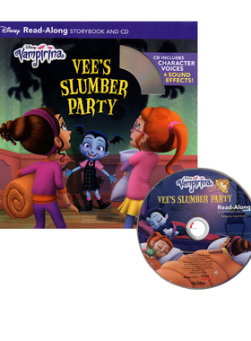 英文原版 Vampirina Vee's Slumber Party 附CD 睡衣派对 万圣节 迪士尼独立阅读有声绘本