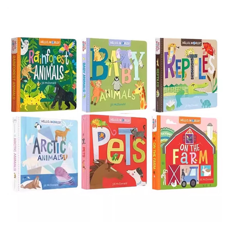 英文原版 Hello World 你好科学小世界 6册 动物系列纸板书 Pets/Arctic Animals/Baby Animals 幼儿STEM启蒙图画书