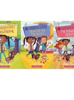 英文原版 Wednesday and Woof 3册套装 儿童冒险侦探章节书小说 彩色插图 少儿英语提升课外读物 HarperChapters