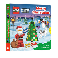 英文原版 Merry Christmas 乐高机关操作书 纸板书 圣诞节 幼儿启蒙学习 亲子教育互动学习 推拉活动玩具书