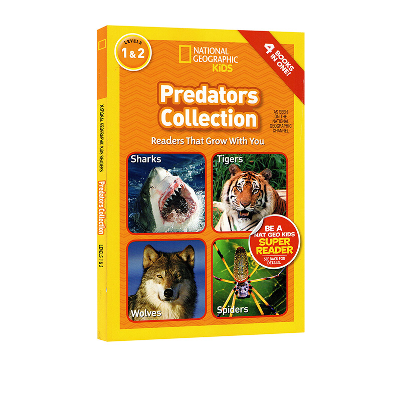 英文原版 National Geographic Kids Predators Collection 4个故事合辑 L1L2美国国家地理儿童百科分级读物 小学STEM课程课外读物