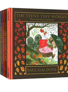 英文原版绘本 民间传说经典绘本 5册合售 精装 Jack and the Beanstalk 杰克与魔豆/小妇人/三只小猪 名家Paul Galdone