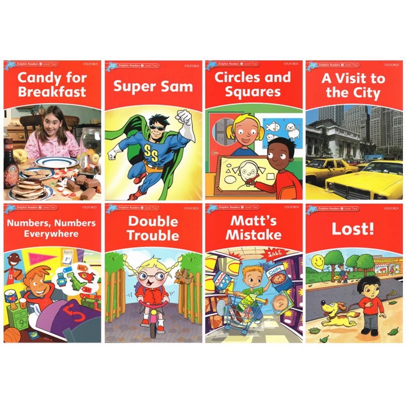 二阶段 英文原版 Oxford Dolphin Readers Level 2 牛津分级阅读 海豚读物 8册 牛津小学精读练习读本 送音频