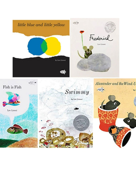 英文原版 Leo Lionni 李欧李奥尼5册合售 凯迪克奖经典 Swimmy/Little Blue and Little Yellow/Fish is Fish