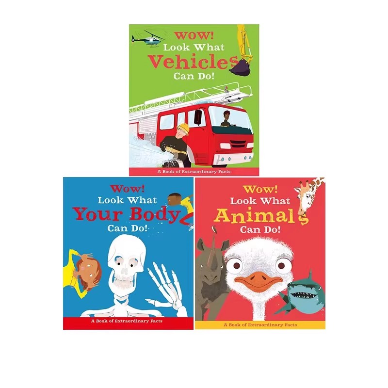 英文原版 WOW! Look What系列 一起发现小百科 3册套装 动物恐龙人体交通工具 Macmillan 儿童科普绘本