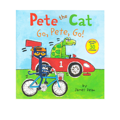 英文原版 Pete the Cat Go Pete Go 皮特猫 儿童英语阅读 亲子互动 图画故事绘本 附贴纸 James Dean