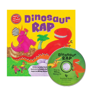 Dinosaur Rap 英文原版 儿童启蒙绘本 Barefoot Books 韵文与歌谣系列 附CD 经典英文儿歌图画故事书  幼儿语感启蒙童谣