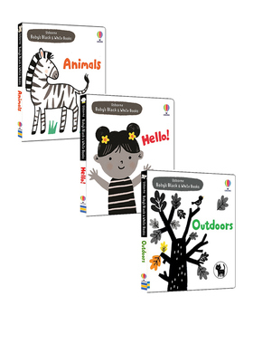 英文原版 Usborne Baby's Black and White Books Animals/Hello!/Outdoors3册 纸板书 0-3岁低幼启蒙认知 尤斯伯恩