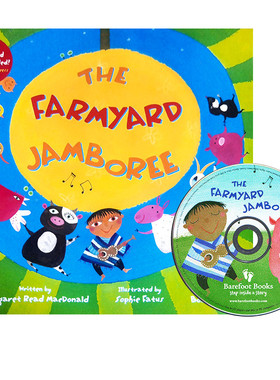 英文原版绘本 The Farmyard Jamboree 附CD 数数歌 经典英文儿歌图画故事书 幼儿语感启蒙童谣图画书 Barefoot