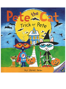 预售 英文原版 Pete the Cat Trick or Pete 皮特猫系列翻翻书 万圣节 儿童图画故事绘本 内附贴纸海报 James Dean