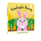 含胶片 晚安小兔 Book 英文原版 Goodnight 纸板书 Torch 益智玩具书 魔法手电筒 Magic 6岁 Bunny 透视绘本图画书