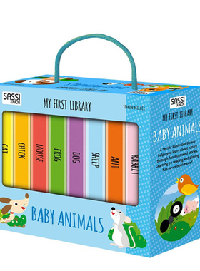 英文原版 My First Library系列 Baby Animals 8册纸板书 礼盒装 幼儿动物启蒙认知 Sassi出品