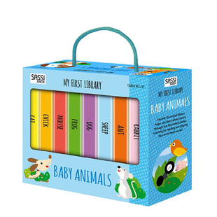 英文原版 My First Library系列 Baby Animals 8册纸板书 礼盒装 幼儿动物启蒙认知 Sassi出品