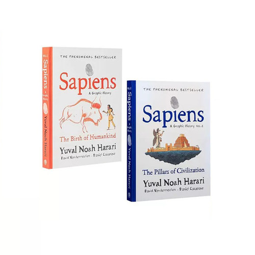 预售 英文原版 Sapiens 人类简史漫画版 2册合售 从动物到上帝 尤瓦尔·赫拉利 Yuval Noah Harari 世界通史