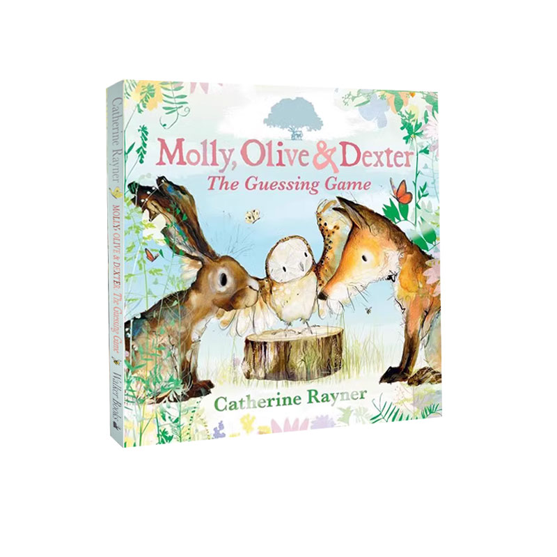 英文原版 Molly, Olive and Dexter The Guessing Game 兔子莫莉/猫头鹰奥利夫 精装艺术插画绘本 动物趣味故事