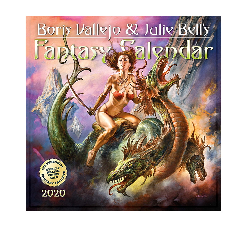 英文原版 Fantasy Wall Calendar 2020 奇幻艺术 全彩插画日历礼品 Workman 出品