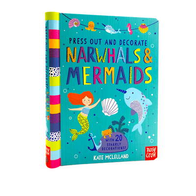 英文原版 Press Out and Decorate Narwhals and Mermaids 儿童动手能力培养 奇幻生物 挂饰 益智手工 大嘴鸟出品 Nosy Corw
