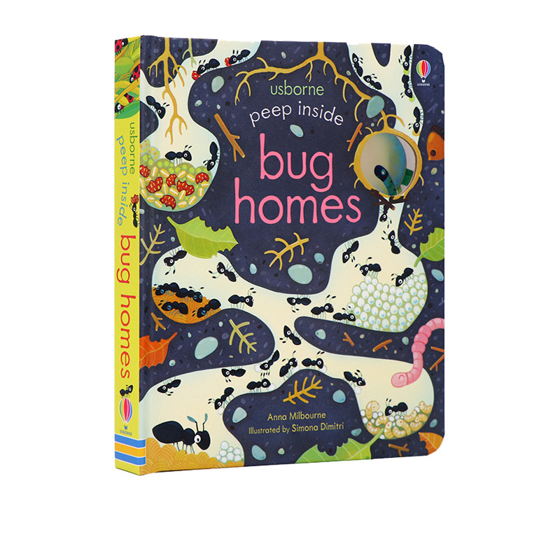 预售 Usborne Peep Inside Bug Homes 偷偷看里面系列 虫子的家  英文原版绘本 儿童昆虫科普 自然世界 洞洞书 科普纸板翻翻书