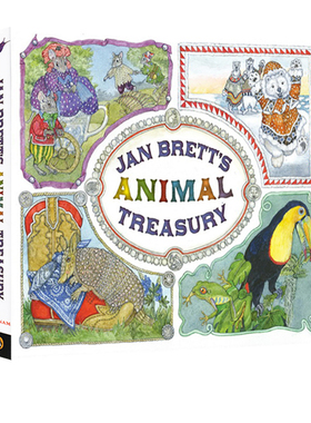 英文原版 Jan Brett's Animal Treasury 4个故事精装收藏版合辑 四个故事 圣诞节庆绘本 汪培珽第5五阶段 Three Snow Bears