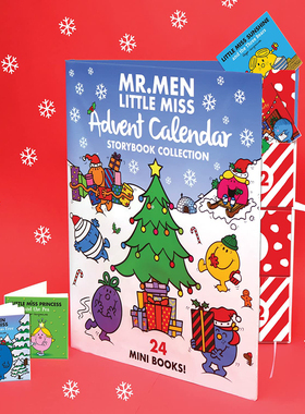 英文原版 奇先生妙小姐官方倒数日历 24册 圣诞节新年节日礼品故事书 Mr Men & Little Miss Advent Calendar 24 small pockets