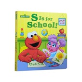 儿童全彩故事图画书 for 英文原版 Street Sesame 纸板翻翻书 School 芝麻街