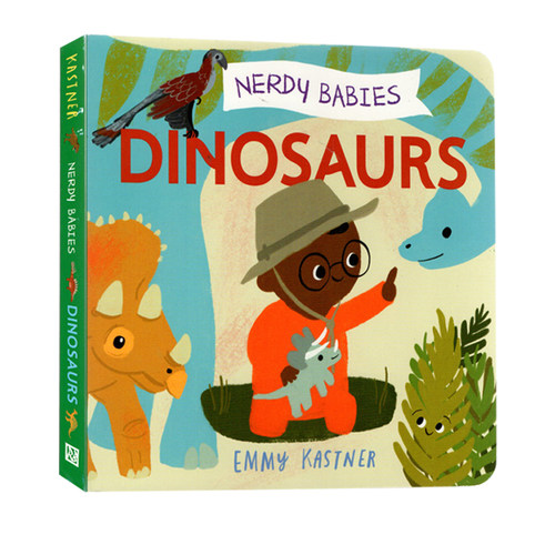英文原版 Nerdy Babies: Dinosaurs 纸板书 揭秘恐龙 精装绘本图画书  少儿科普绘本图画书 知识类读物