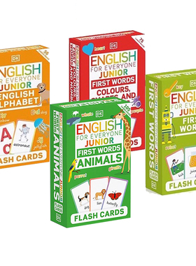 英文原版 DK新视觉 人人学英语 English for Everyone Junior  Flash Cards 4册合售 常用单词闪卡 英语单词背诵入门百科指南