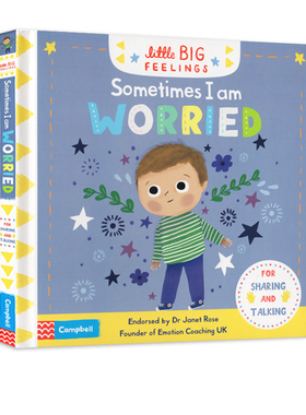 英文原版绘本 Sometimes I Am Worried 有时我很担心 机关操作纸板书幼儿情绪控制管理亲子互动图画 Little Big Feelings系列
