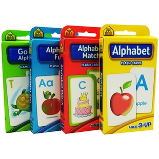 字母套装4盒 School Zone Flash Cards Alphabet Match/Fun 儿童早教英文启蒙字母卡片 字卡闪卡 英文原版 Go Fish Alphabet