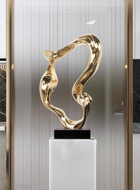 飘动现代简约树脂大理石波浪摆件样板间大厅酒店大堂装饰品摆设