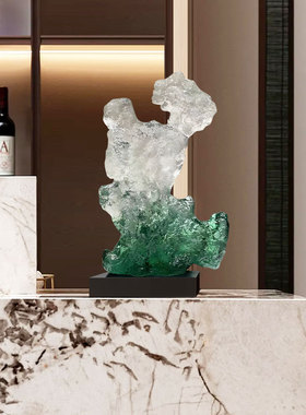 新中式太湖石透明雕塑摆件