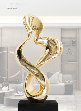 样板房客厅桌面摆件电视柜旁边现代轻奢酒店玄关装饰艺术雕塑摆设