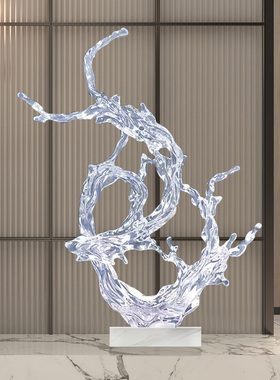 轻奢浪花摆件进口透明树脂艺术品