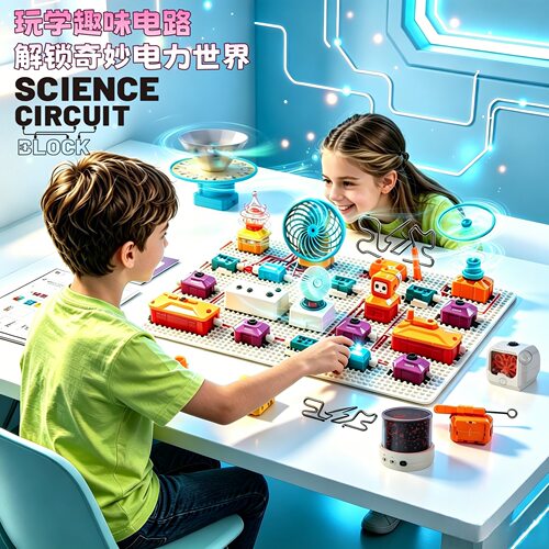 科学电路物理实验儿童电子积木diy电路积木小学生益智科教玩具