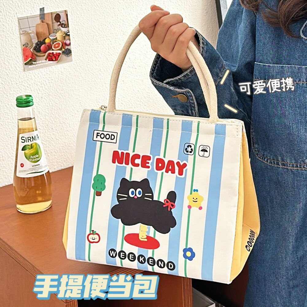 原创高颜值可爱饭盒袋上班族学生手提铝箔保温饭盒包大容量便当袋