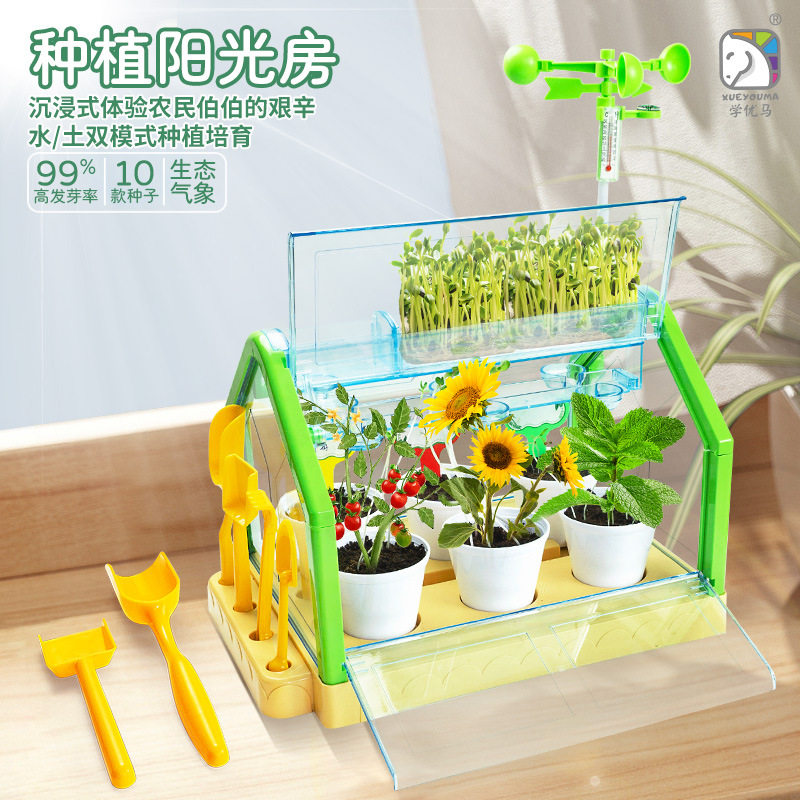 学优马阳光房儿童DIY种植套装玩具种子观察窗小学生幼儿园种菜盆