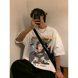 夏季新款潮港风个性大印花圆领短袖T恤半袖上衣男女W1273-P25，男装T恤，电商C310
