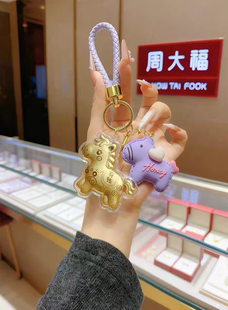 水贝足金999马上有钱钥匙扣挂件高级感精致女生可爱包包挂件礼物