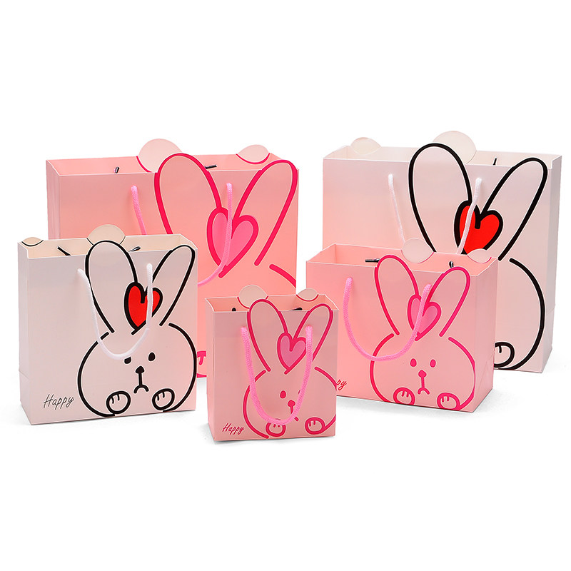新年礼品袋子创意生日纸袋手提袋可爱卡通幼儿园小号兔年礼物袋