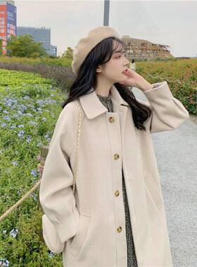 毛呢外套小个子韩系加厚夹棉大衣