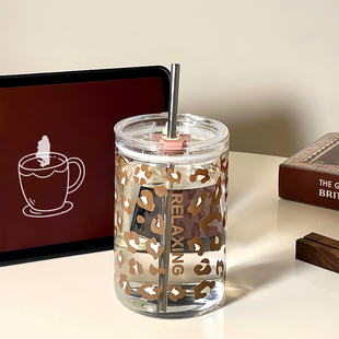 玻璃杯大容量1000ml高硼硅耐高温女生高颜值办公室喝水杯子吸管杯